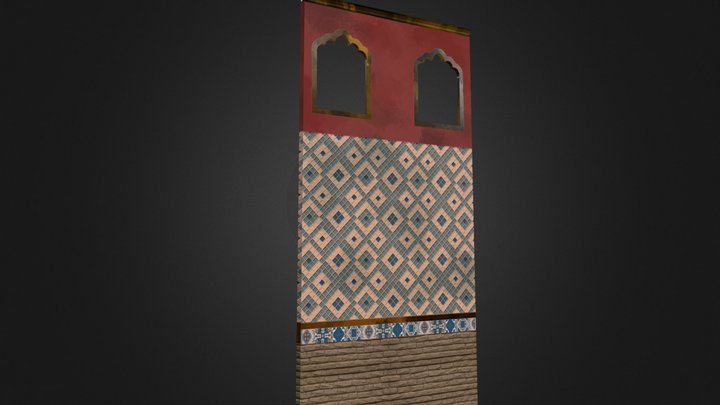 Persian Temple Wall 3D Model