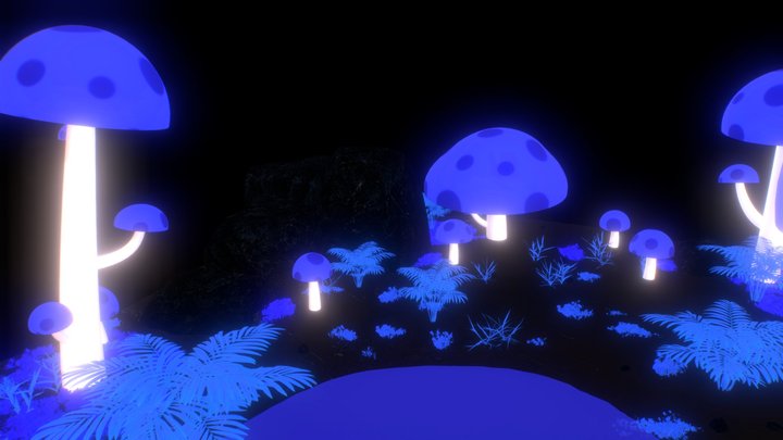 Blue Mushroom Cave 3D Model