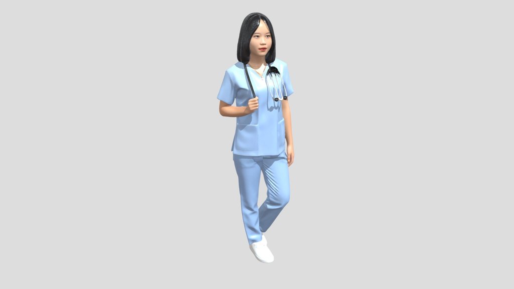 Blue Scrubs Nurse with Stethoscope