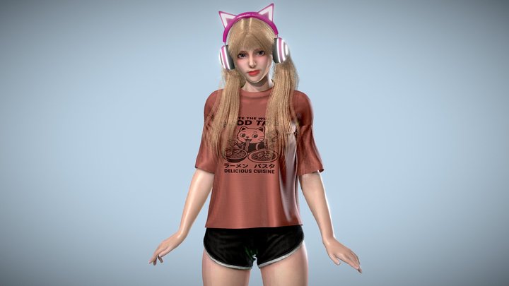 Gamer Girl - GameReady Donwload 3D Model
