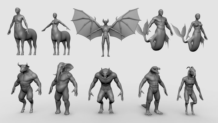 10 Mythical Creature - Topology + UV Map 3D Model