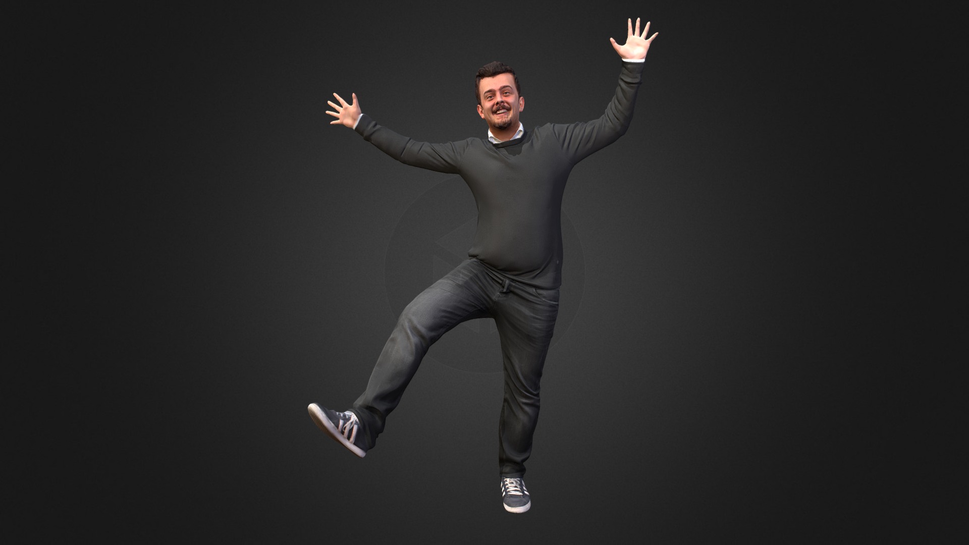 3D model No12 – Celebration Guy - This is a 3D model of the No12 - Celebration Guy. The 3D model is about a person jumping in the air.