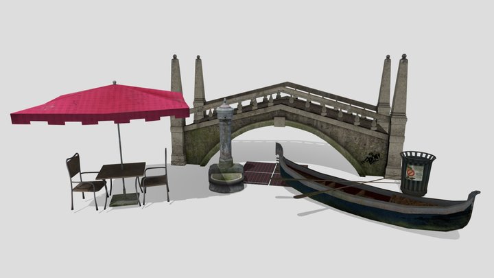 5 Venice Themed Props 3D Model