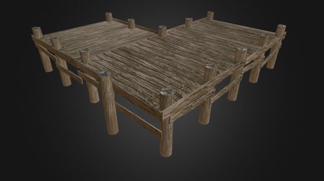 Wooden Bridge Turn 3D Model
