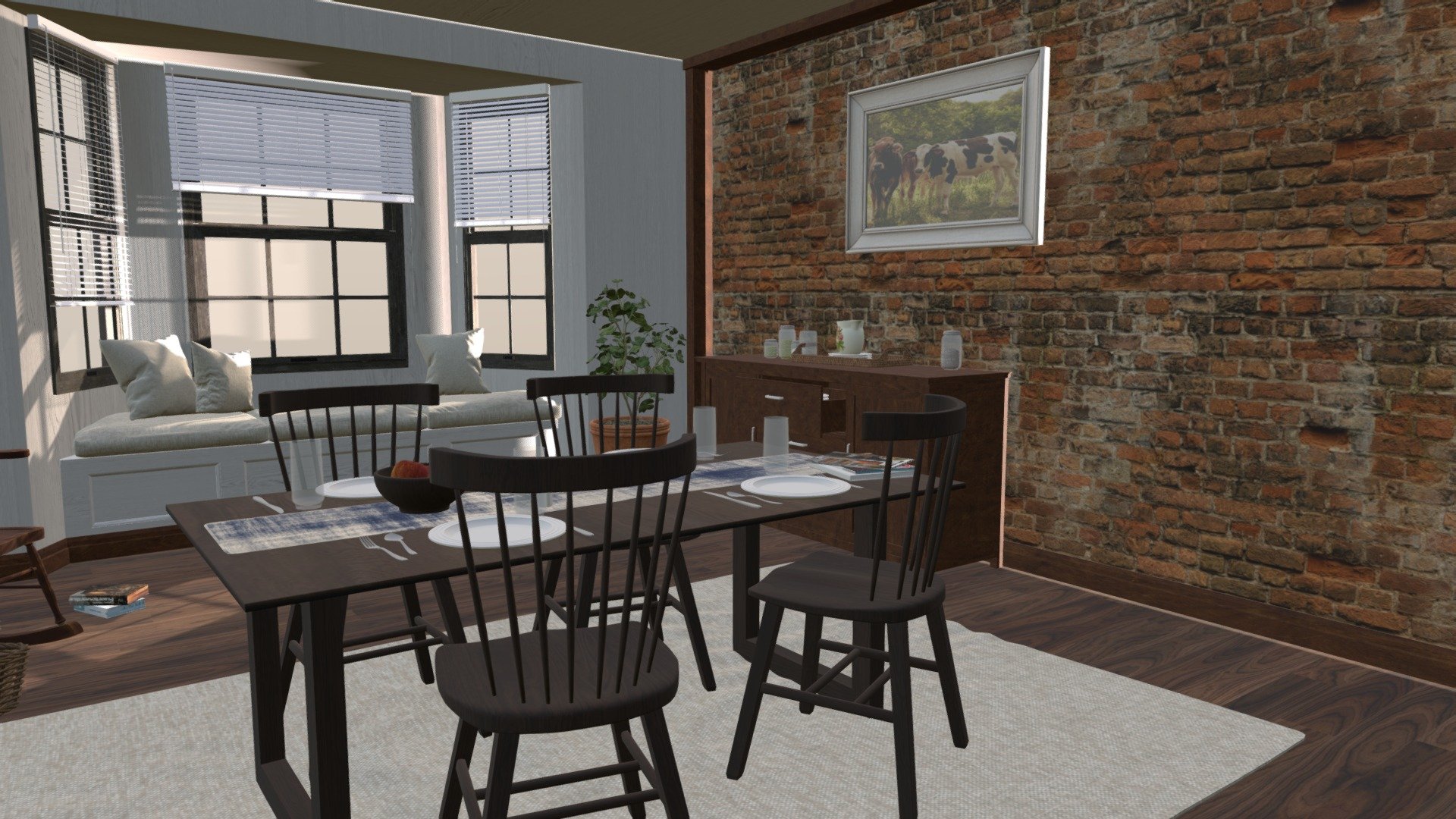 Farmhouse Dining Room D Model By Amy K Supersecretsteef Bc Ce Sketchfab