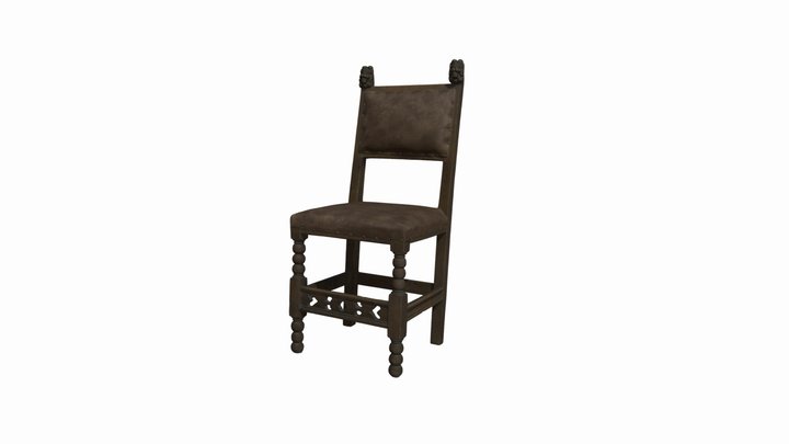 Late Renaissance chair covered with leather 3D Model