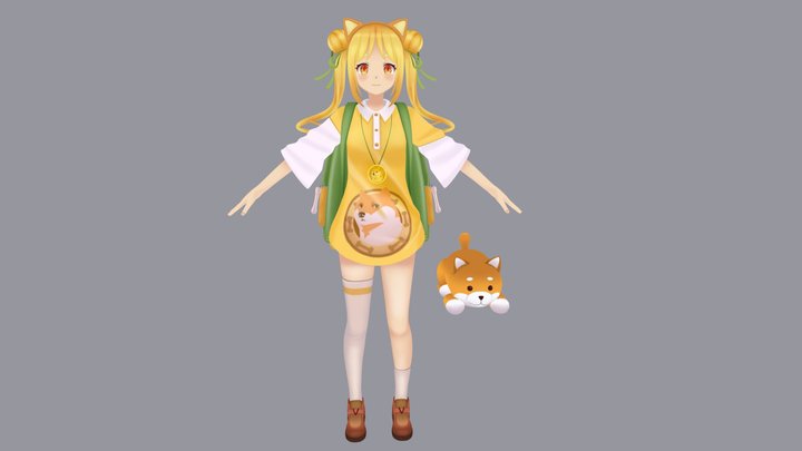 Dogecoin Waifu 3D Model