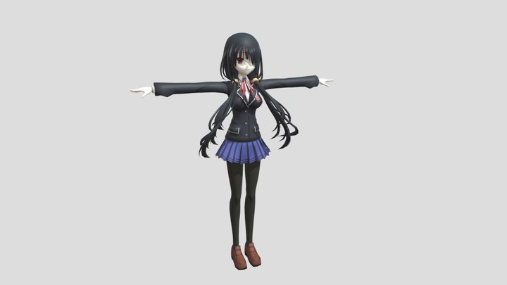 Kurumi Tokisaki with School Uniform 3D Model