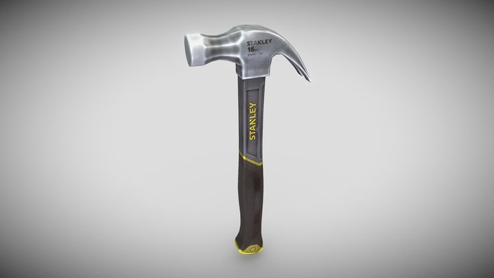 Stanley Fiberglass Claw Hammer 16oz 3D Model