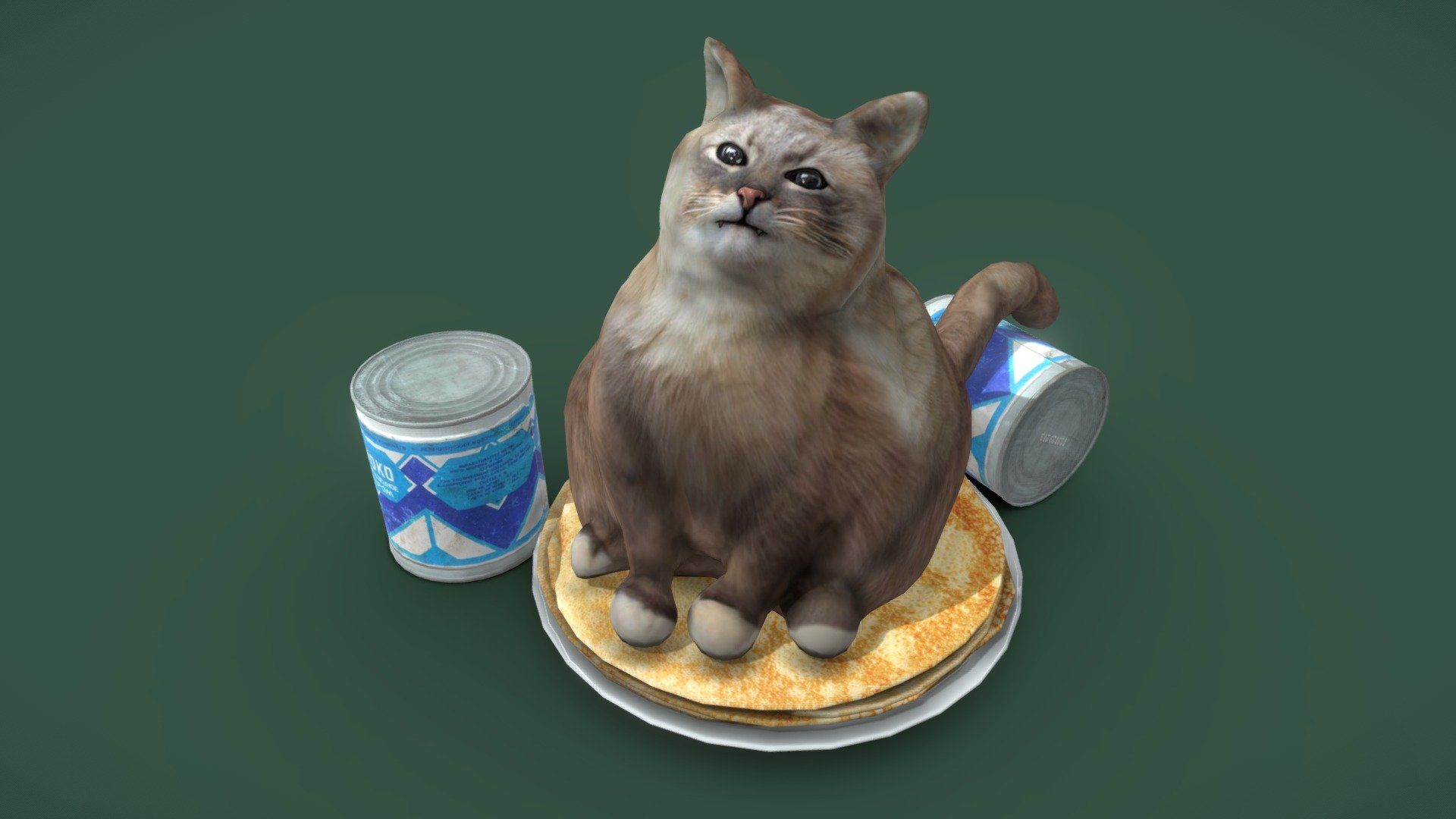 Pancake cat 3D model by dmitriy_mit1 [bc5a487] Sketchfab