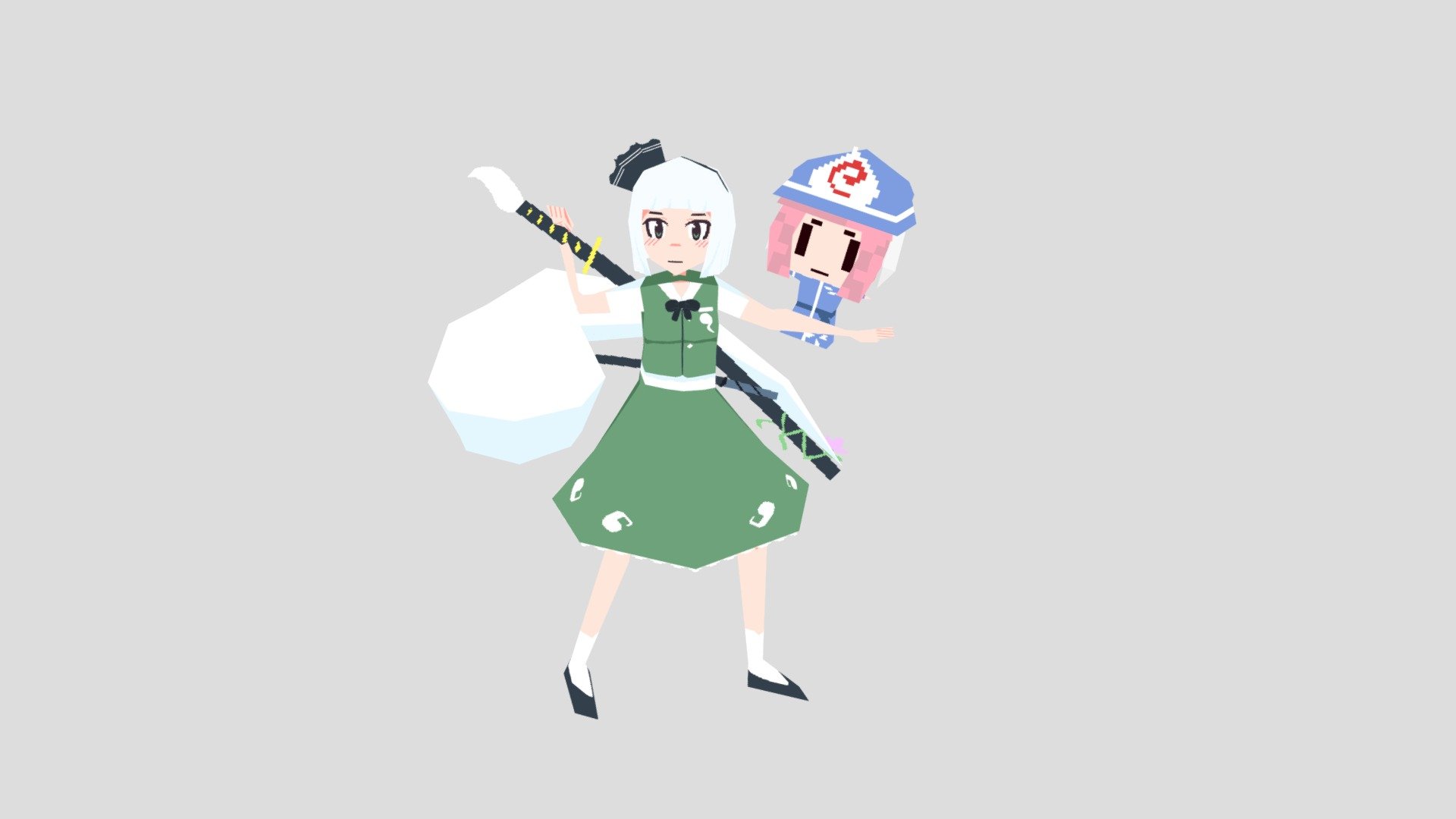 Low Poly Youmu Konpaku And Yuyuko Download Free 3d Model By