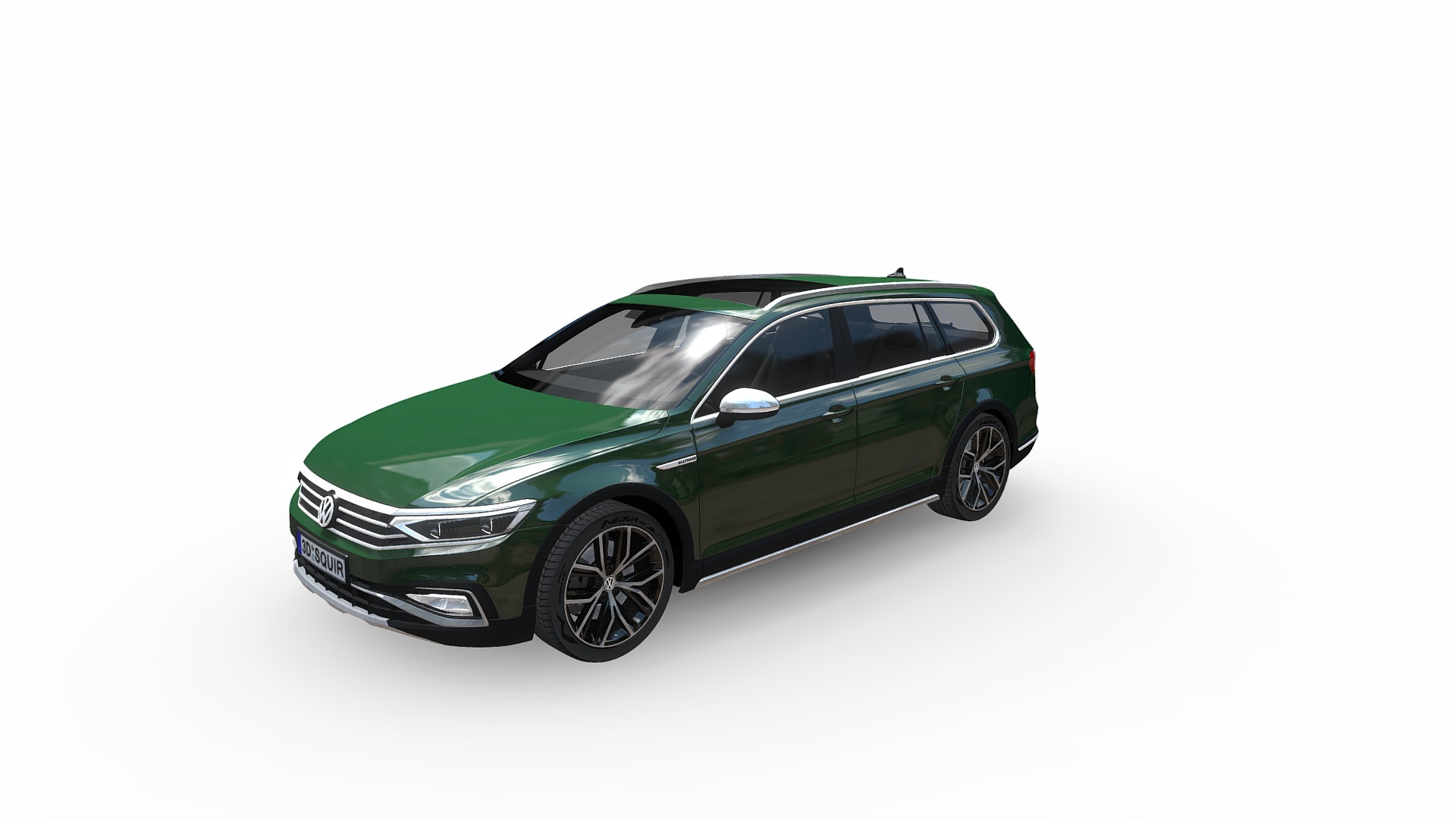 3D model Volkswagen Passat Alltrack 2020 - This is a 3D model of the Volkswagen Passat Alltrack 2020. The 3D model is about a green car with a white background.