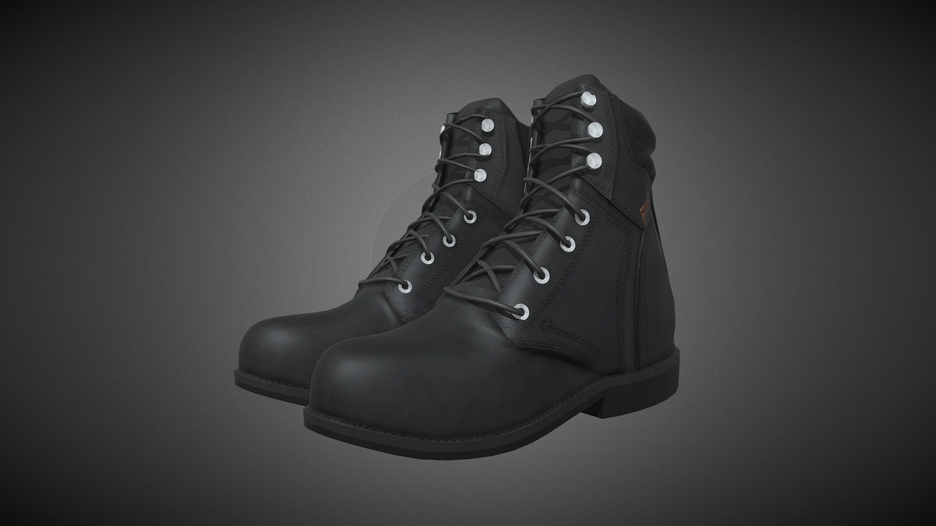 3D model Boot Harley Davidson - This is a 3D model of the Boot Harley Davidson. The 3D model is about a black and white shoe.