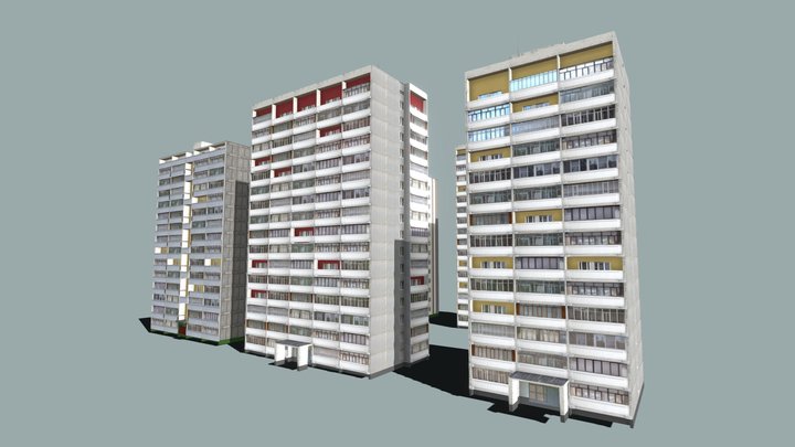 Soviet Houses, II68, И-209, Хрущевки 3D Model