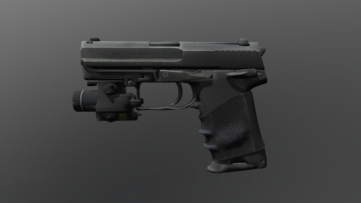 H&K USP Compact (EFT), 9mm PB sidearm w/ TLR-4 3D Model