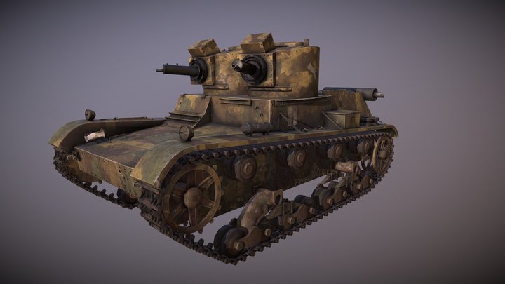 The 7TP, a light Polish tank 3D Model