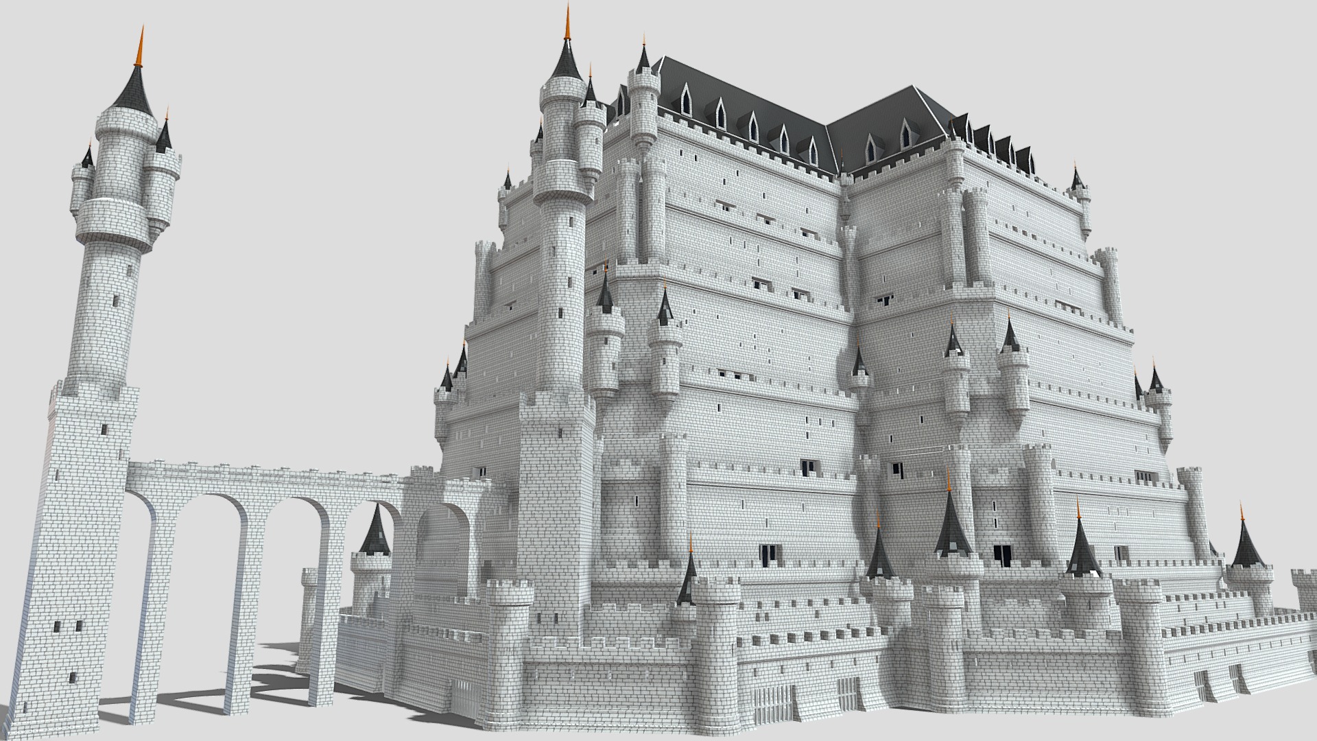 3D model Fantasy Castle 014 - This is a 3D model of the Fantasy Castle 014. The 3D model is about a large castle with towers.