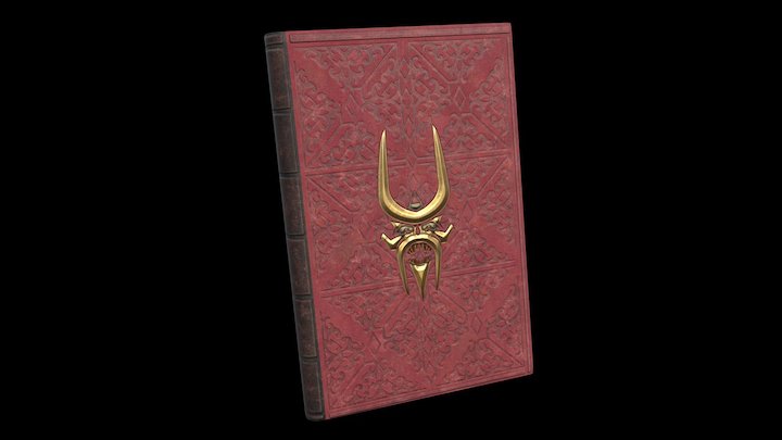 Low Poly Golden Devil Leather Bound Book 3D Model