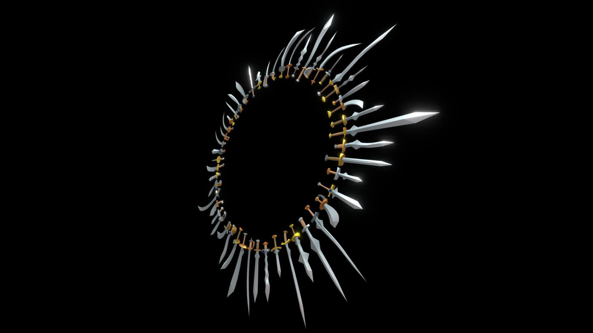 50 Lowpoly 3D Swords in public domain CC0