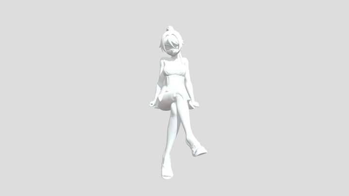 Anime Character in White Dress 3D Model