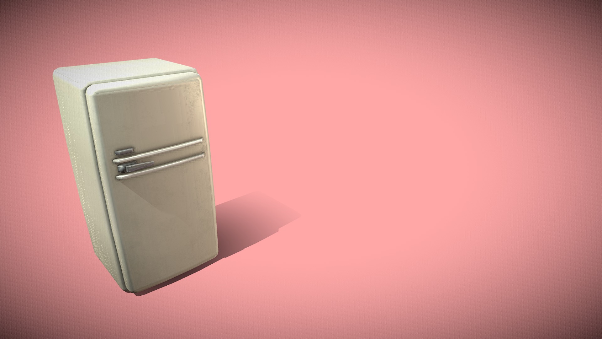 3D model game ready Low Poly Fridge - This is a 3D model of the game ready Low Poly Fridge. The 3D model is about a silver rectangular object.