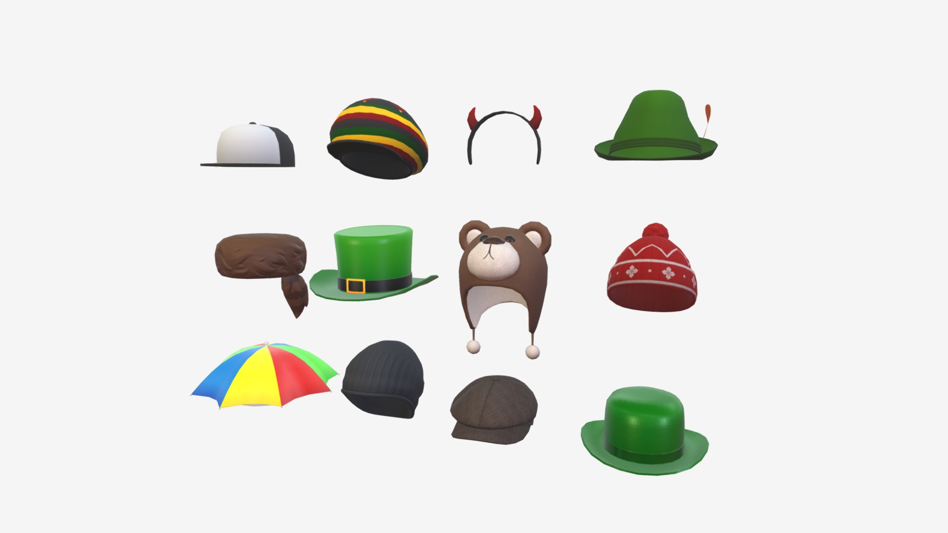3D model Hat Pack 5 - This is a 3D model of the Hat Pack 5. The 3D model is about icon.