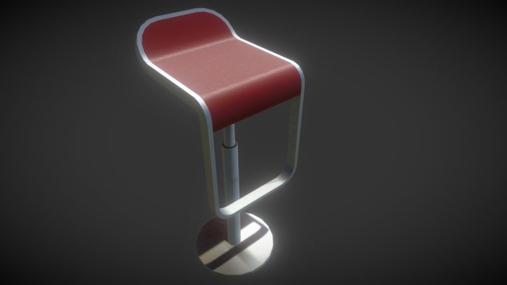 Super Low Poly Bar Chair 3D Model
