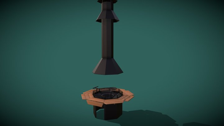 Gril to Barbecue Hut 3D Model