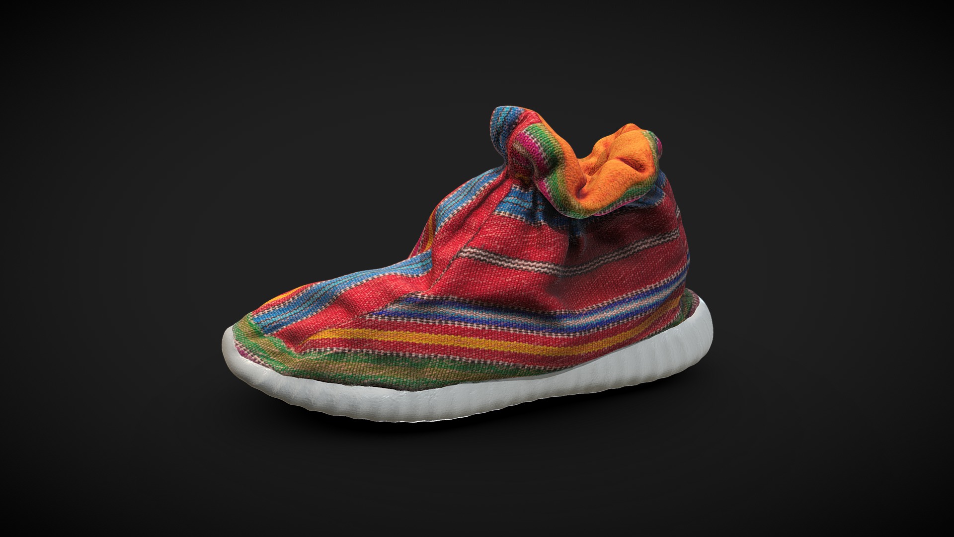 3D model Fabric Shoe Study - This is a 3D model of the Fabric Shoe Study. The 3D model is about a colorful shoe on a black background.