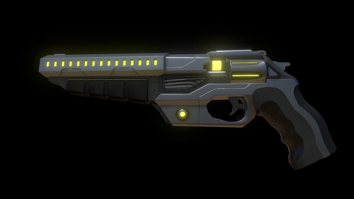Futuristic Sci Fi Revolver Low Poly 3D Model