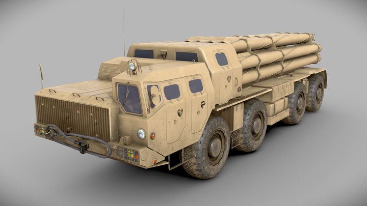 BM-30 Smerch 9A52 MLRS 3D Model
