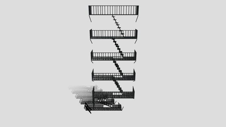 Fire Escape Stair 3D Model