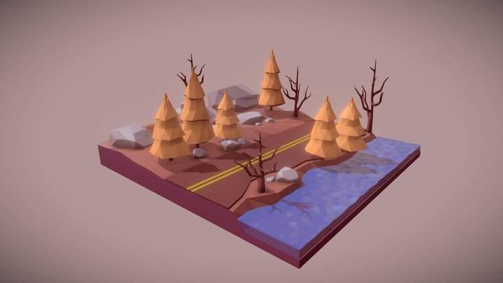 Autumn Road 3D Model