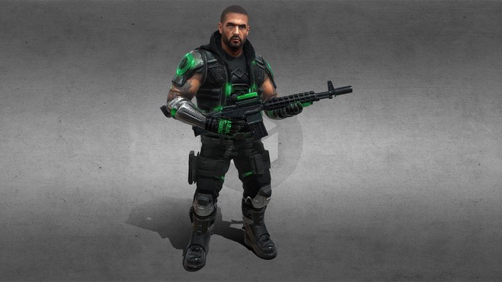 cyberpunk gang enforcer, muscular male – Modello 3D gratuito STL