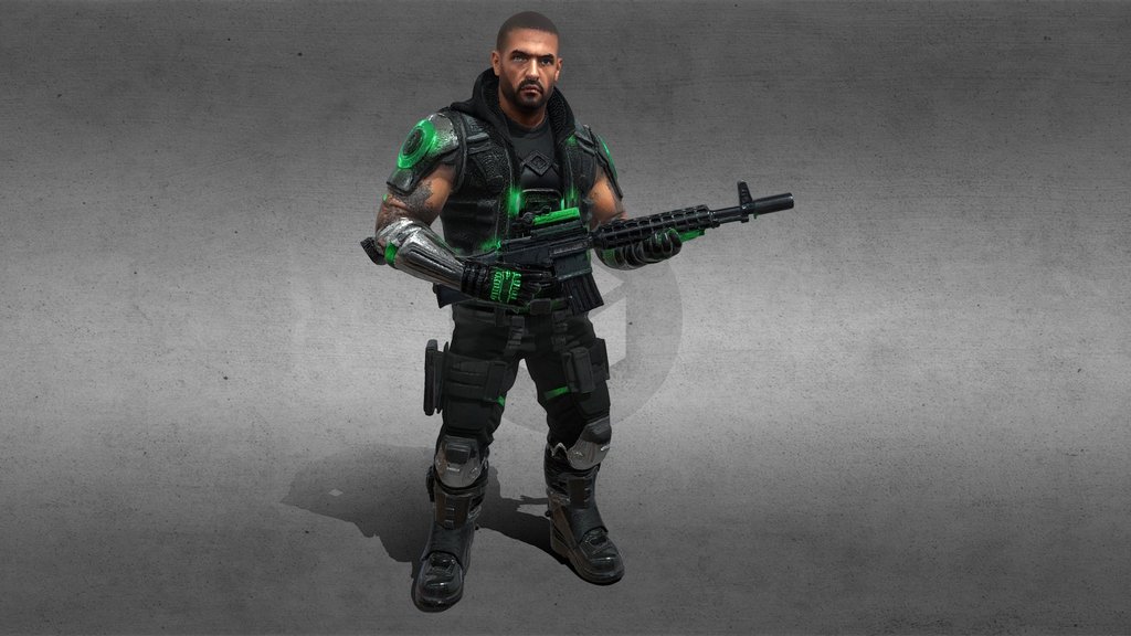 cyberpunk gang enforcer, muscular male