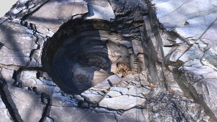 紅簾石片岩上の甌穴 ; Pothole on piemontite schist 3D Model