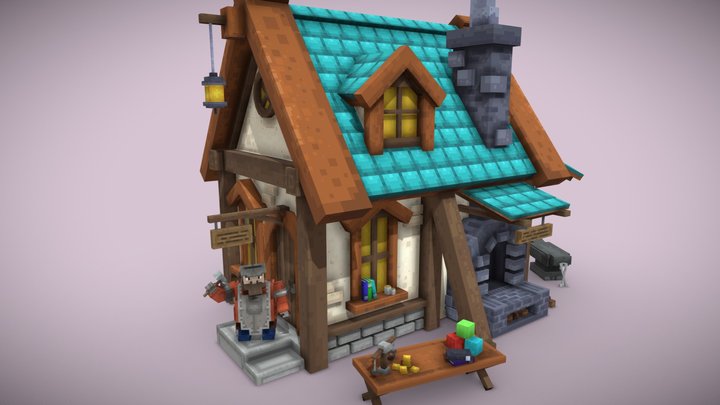 Blacksmith and his home 3D Model