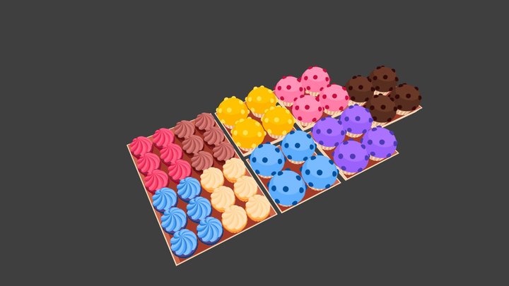 Cupcakes and muffins 3D Model