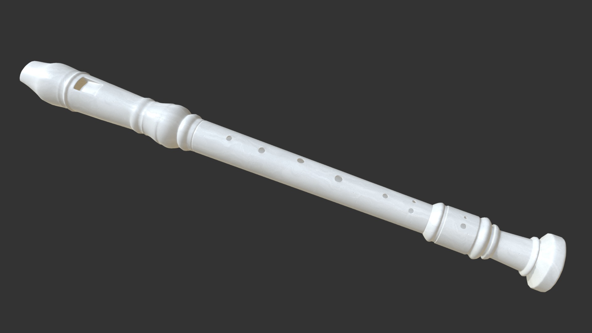 3D model Flute - This is a 3D model of the Flute. The 3D model is about a white syringe with a black background.