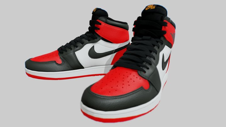 Nike Air Jordan (4K & UHD) Sneakers OG Red 3D Model