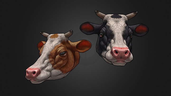 Cow Heads 3D Model