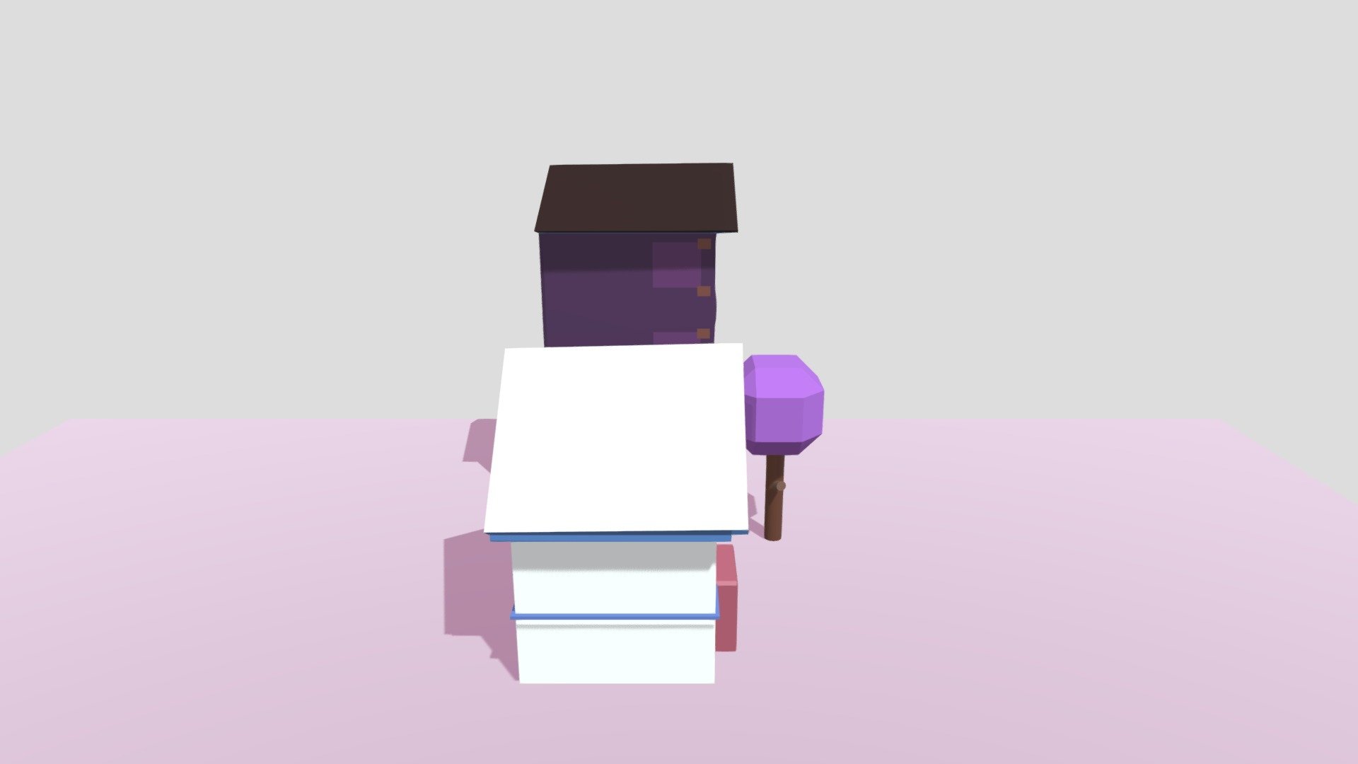 Low poly 2 houses and a tree