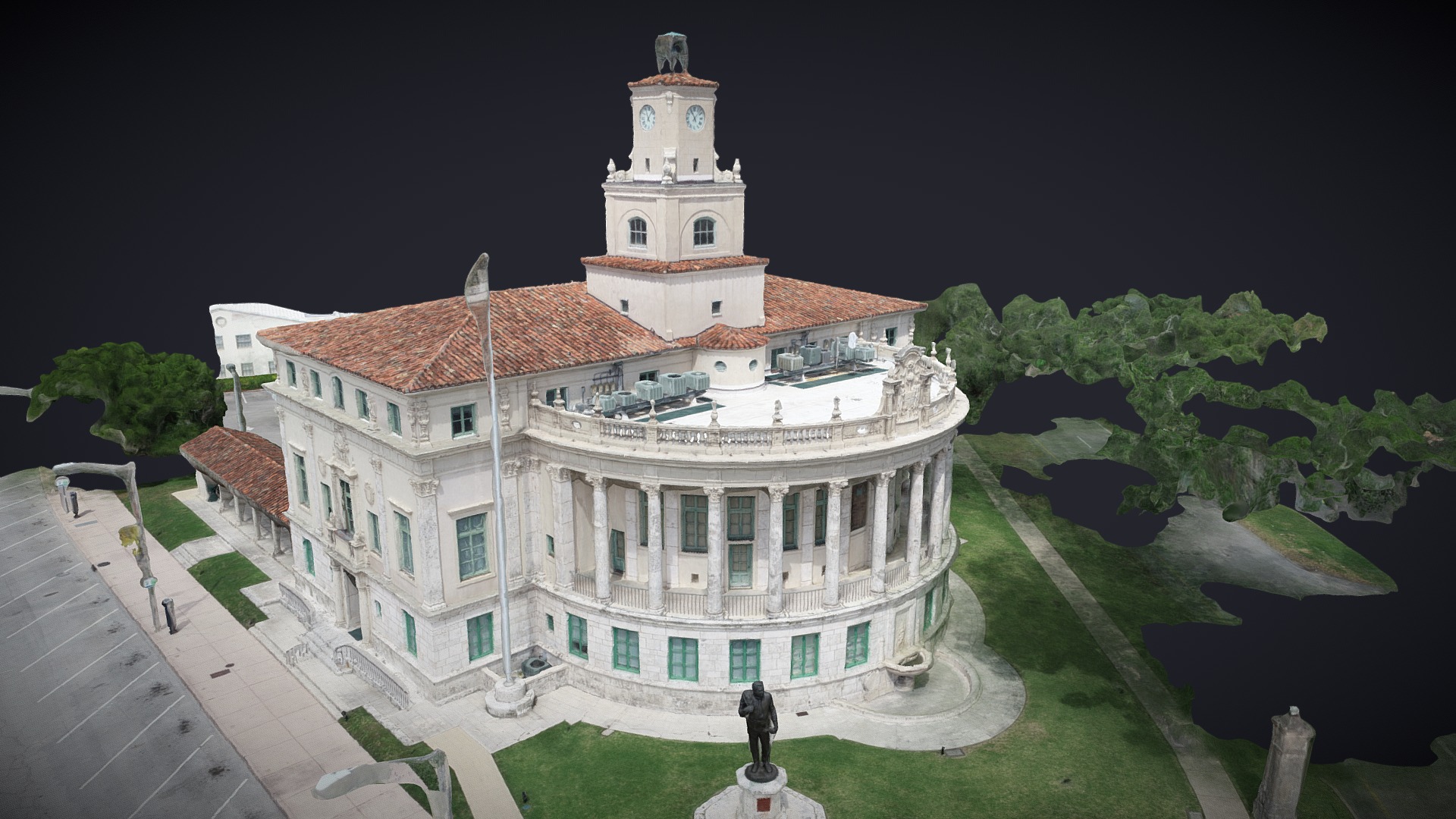 3D model Coral Gables City Hall - This is a 3D model of the Coral Gables City Hall. The 3D model is about a white building with a tower.