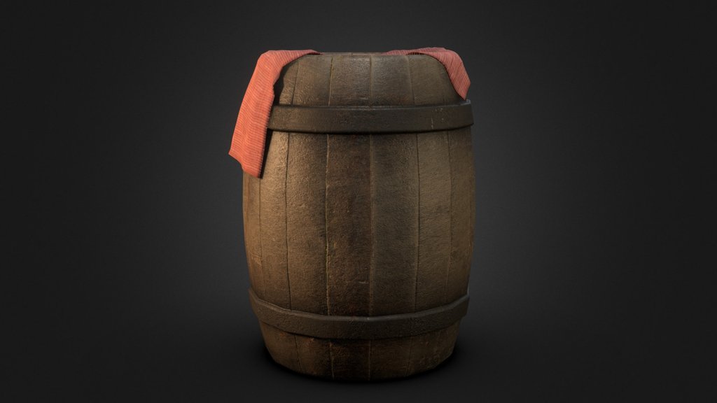 Wooden barrel prop with cloth - game ready