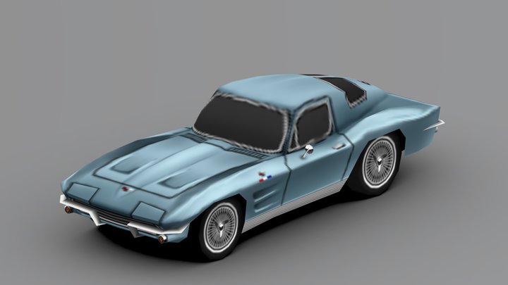 Corvette C2 Stingray 256px Lowpoly 3D Model