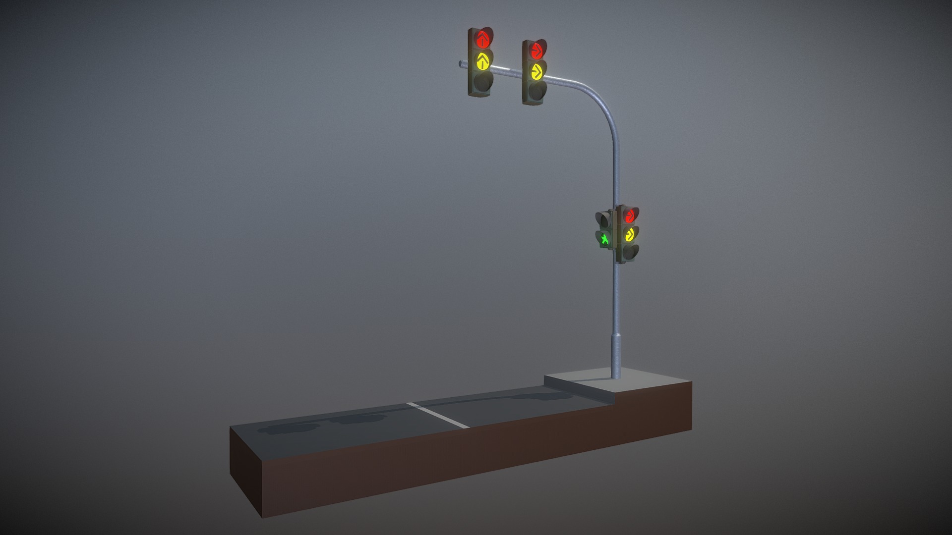 3D model Kreuzungsampel - This is a 3D model of the Kreuzungsampel. The 3D model is about a lamp on a platform.