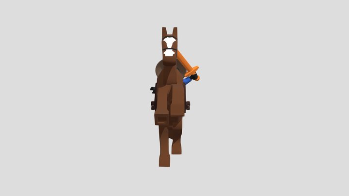 A Rearing Horse and Ryder 3D Model