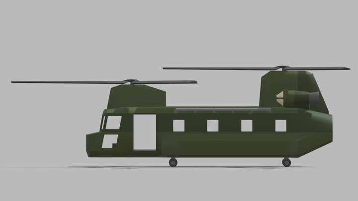 Chinook Transport Helicopter - Low Poly Game Mod 3D Model