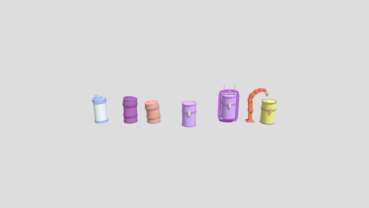 A set of barrels 3D Model