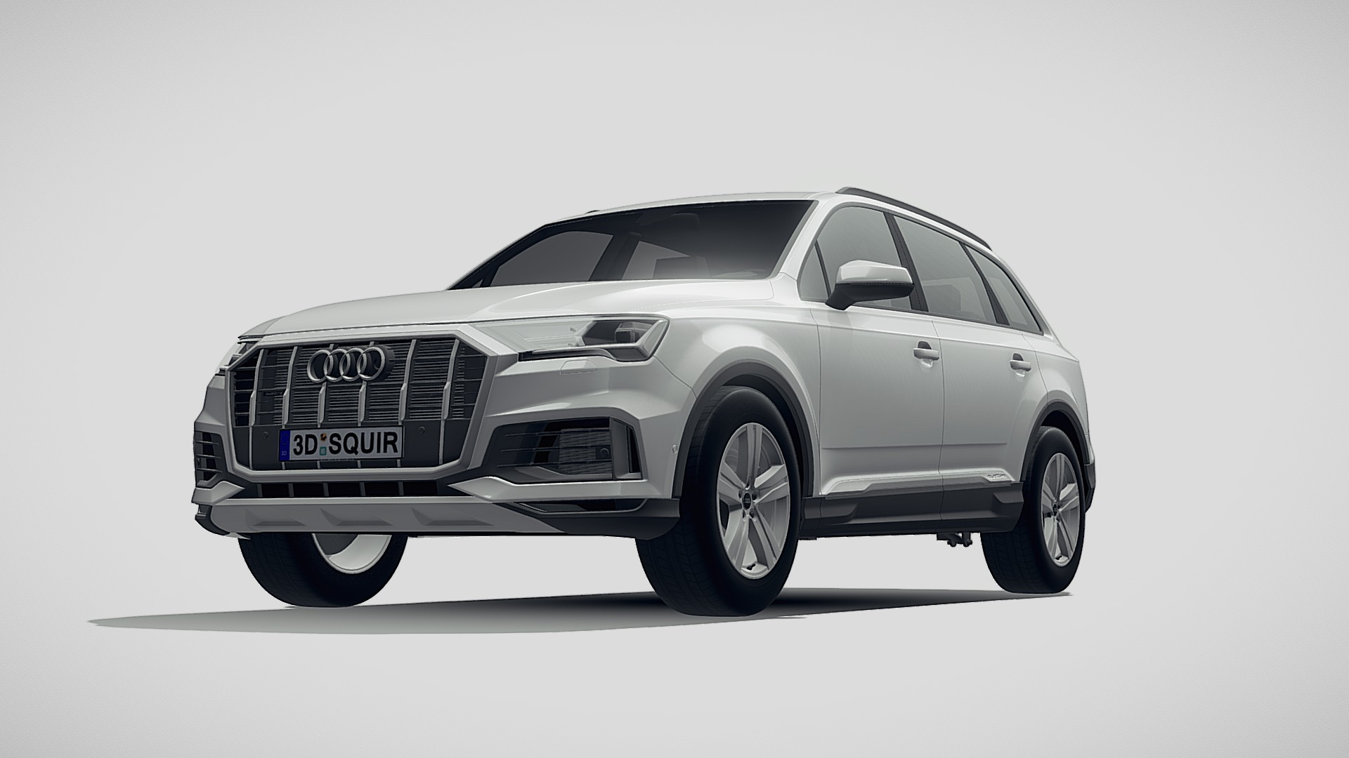 3D model Audi Q7 Basic 2020 - This is a 3D model of the Audi Q7 Basic 2020. The 3D model is about a silver car with a black grill.